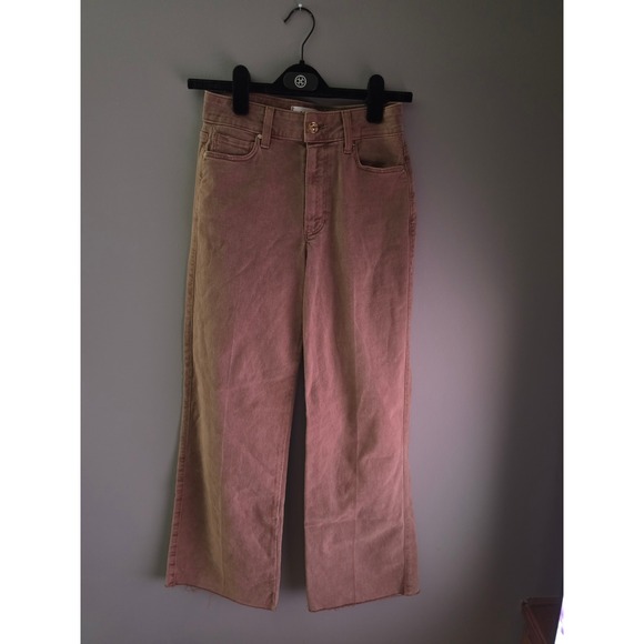 PAIGE Denim - PAIGE High Rise Wide Leg Raw Hem Jeans Mauve Brown Size 24